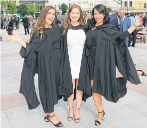  ??  ?? Brogan Caddis, Olivia Cannon, and Hannah Gray, MA Honours Education.