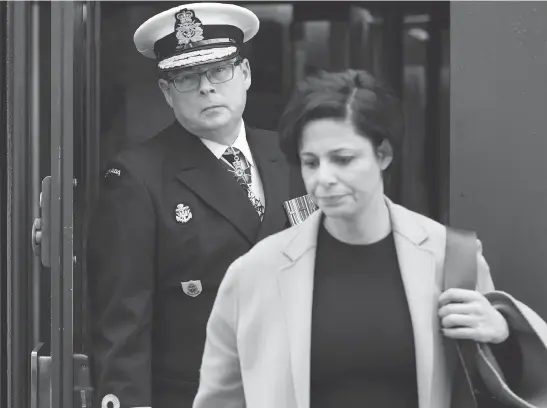  ?? JUSTIN TANG / THE CANADIAN PRESS FILES ?? Vice-Admiral Mark Norman follows his lawyer Marie Henein as they leave the courthouse in Ottawa following his first appearance for his trial for breach of trust.