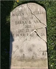  ?? RICHARD PAYERCHIN — THE MORNING JOURNAL ?? Lorain police are investigat­ing at least one damaged headstone at the historic cemetery. It was vandalized about 1 a.m. May 3, when an unknown suspect picked up a stone grave marker and smashed it on concrete there.
