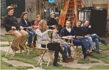  ??  ?? The cast of Young Sheldon (back row, from left) Lance Barber, Montana Jordan, Raegan Revord and Annie Potts. Front row, also from left) Zoe Perry, Iain, Jim, Chuck Lorre and Steven Molaro