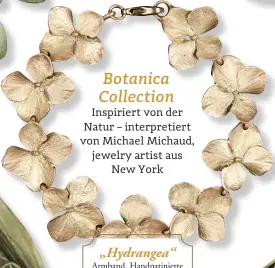  ??  ?? „Hydrangea“Armband. Handpatini­erte Bronze. Kupferfini­sh. 19 cm lang. € 173,00