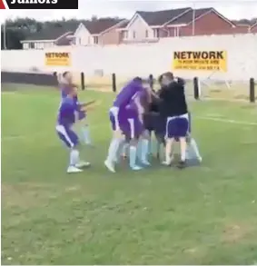  ??  ?? Win Airdrie side Gartcairn celebrate after securing a last gasp winner against Shettlesto­n