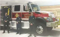  ?? COURTESY PHOTO ?? Burke (left) with fellow SVFD officers Fred Thompson (center) and Cody Dodson.