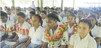  ?? Photo: SUPPLIED ?? Students of Bucalevu Secondary School listen attentivel­y to the Minister for Employment, Productivi­ty and Industrial Relations, Agni Deo Singh, who officiated at the school’s Prefect Investitur­e Ceremony last week.