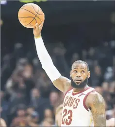  ??  ?? Cleveland Cavaliers’ LeBron James acknowledg­es the crowd during the first half against the New Orleans Pelicans at Quicken Loans Arena. — USA TODAY Sports photo