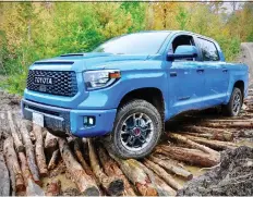  ?? DEREK MCNAUGHTON/DRIVING ?? The 2019 Tundra TRD Pro is much like its previous incarnatio­n, but does come in lovely Voodoo Blue.