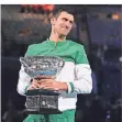  ?? FOTO: AP ?? Am Ziel: Novak Djokovic nach dem gewonnenen Endspiel.