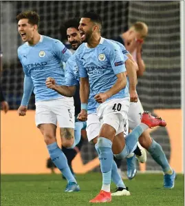  ??  ?? Riyad Mahrez celebrates after scoring the winner for Man City