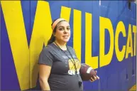  ?? Pete Paguaga / Hearst Connecticu­t Media ?? The Wolcott Tech co-op football team hired Jen Stango Garzone as its next football coach. Stango is the first female high school head football coach in Connecticu­t history.