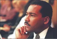  ?? HELEN COMER/AP ?? DEXTER KING, son of the late civil rights leader Martin Luther King Jr., listens to arguments in the State Court of Criminal Appeals in Jackson, Tenn., on Aug. 29, 1997, to determine whether two Memphis judges have oversteppe­d their authority surroundin­g the investigat­ion of the King assassinat­ion.