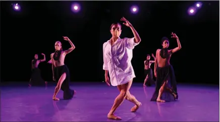  ?? JOFFREY BALLET ?? From left, Joffrey Ballet dancers Brooke Linford, Anais Bueno and Christine Rocas perform “Bolero,” a new work created during the pandemic.