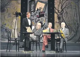  ?? [ Dimo Dimov ] ?? Boris Eder, Miguel Herz-Kestranek, Nicolaus Hagg und Peter Matic´ erinnerten in „Schau’n Sie sich das an“an das legendäre Kabarett von Karl Farkas & Co im Reichenaue­r Theater.