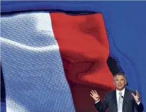  ??  ?? Discours de François Bayrou pour clore l’université de rentrée de son parti à Guidel (Morbihan) le 25 septembre.