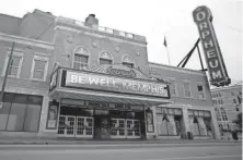  ?? MAX GERSH / THE COMMERCIAL APPEAL ?? A message of wellness is displayed across the marquee Wednesday, March 25, 2020, at the Orpheum in downtown Memphis.