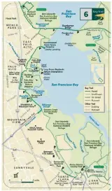  ?? SAN FRANCISCO BAY TRAIL ?? This map card from the San Francisco Bay Trail set includes bayside hiking and biking trails in the South Bay, including Alviso, Mountain View and Palo Alto.