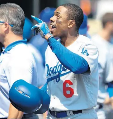  ?? Kirthmon F. Dozier Detroit Free Press ?? CURTIS GRANDERSON hit a home run off Detroit’s Justin Verlander during the Dodgers’ 6-1 loss Sunday. Granderson was acquired from the New York Mets, who will get triple-A reliever Jacob Rhame in return.