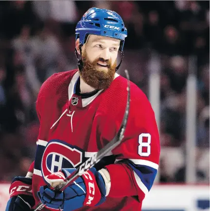  ?? ALLEN McINNIS ?? Canadiens defenceman and “huge dog lover” Jordie Benn says he’s happy to have his three-year-old pit bull Juice living with him this season in Montreal after Mayor Valérie Plante’s administra­tion replaced the city’s old pit bull ban with a new bylaw.