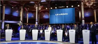  ?? (Photo PQR/ Le Parisien) ?? Les sept candidats ont débattu durant près de trois heures, dans une ambiance nettement plus animée que lors du premier débat.