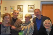  ??  ?? Bob and Julie Spahr of Radnor, Josephine Winsor of Malvern, Chris Ries, artist, and Josephine Schmidt of Wayne enjoy the CraftForms preview party.