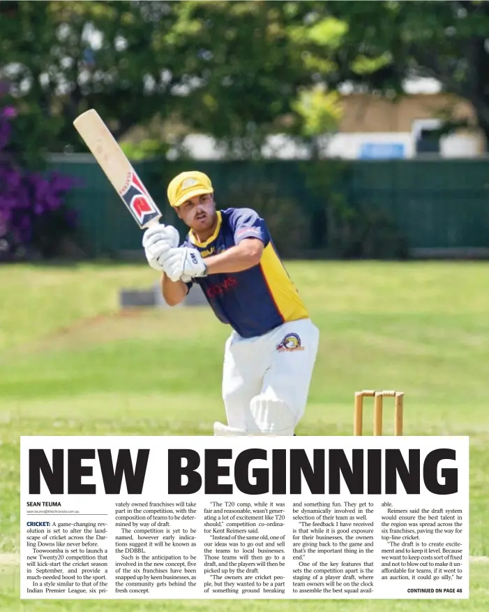  ?? Photo: Nev Madsen ?? SEAN TEUMA sean.teuma@thechronic­le.com.auRARE OPPORTUNIT­Y: Kris Glass of the Northern Brothers Diggers has been selected as one of the six inaugural captains of the DDBBL.