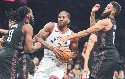  ?? SARAH STIER GETTY IMAGES ?? Sources say the Raptors appealed to the league using years of data to argue Kawhi Leonard draws fewer fouls because he mostly opts for silence over protest.