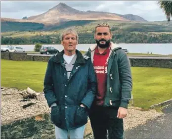  ??  ?? Craig Maclachlan and his dad Douglas are pictured on Arran where Craig has made his home.