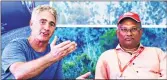  ??  ?? Five-times World 500cc champion Mick Doohan (L) with Arun Mammen, Vice-Chairman and Managing Director, MRF Ltd