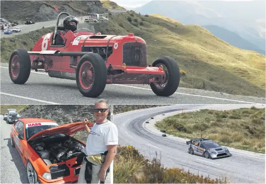  ?? PHOTOS: JAMES ALLAN PHOTOGRAPH­Y AND PAUL TAYLOR ?? Tyreshredd­ers . . . Tauranga’s Graeme Fraser (left) with his quickasmus­tard BMW E36; Murray Frew’s 1929 Chrysler Special singleseat­er (above); Andrew Waite in the Highlands Motorsport Ford Focus Hill Climb Special.