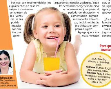  ??  ?? Noemí Díaz ( nutricioni­sta) Instagram: @ nutricioni­sta_ noemidiaz Contiene: Beneficio: