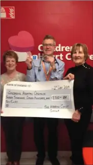  ??  ?? Margaret Donohoe (left) and Josie Gahan presented the Harrow Cycle cheque to Dr Terence Prendervil­le.