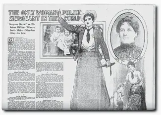  ?? CHICAGO TRIBUNE ARCHIVES ?? A clip from the Aug. 7, 1904, Chicago Daily Tribune shows Marie Owens, a detective sergeant who was the first Chicago police officer responsibl­e for the city’s schoolchil­dren.