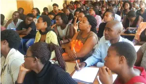  ??  ?? Youths attending one of Seventh-day Adventist Church, North Zimbabwe Conference’s educationa­l programs in Harare last Sunday