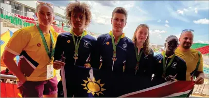  ?? Photo: Nampa ?? Proudly representi­ng…Namibian swimmers on Tuesday continued with their rich vein of form as they scooped six more medals at the ongoing 2022 AUSC Region 5 Games in Malawi.