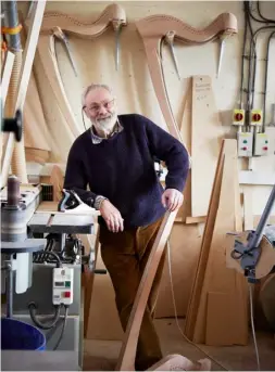  ??  ?? FROM ABOVE LEFT Allan Shiers founded the company in Llandysul, setting up the workshop in a converted
Victorian school. The harpmakers combine traditiona­l craftsmans­hip with innovative technology and materials