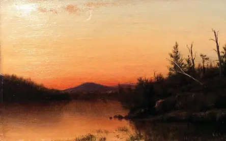  ??  ?? Catherine W. Newhall (1840-1917), View of Lake George, 1876. Oil on canvas, 4½ x 7¾ in., signed and dated lower right; signed and dated again, inscribed with title on verso.