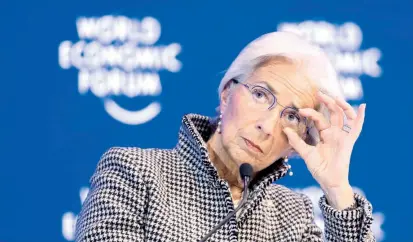  ?? FOTO ?? Christine Lagarde, directora del FMI, reveló que la institució­n estudiará y promoverá políticas para enfrentar la desigualda­d. Lagarde participa en el Foro Económico Mundial, en Davos.