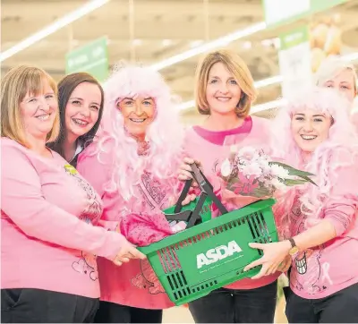  ??  ?? Smiles TV’s Kaye Adams helped launch Tickled Pink at Asda Toryglen