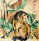  ??  ?? Franz Marc, „Sitzendes Pferd“, 1912.