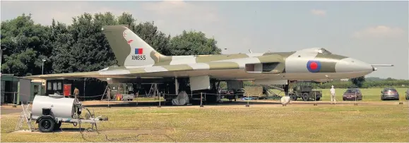  ??  ?? > The Avro Vulcan was third from last of the bombers produced for the RAF – its futurre is now threatened as it is owned by Wellesbour­ne Airfield