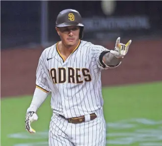  ?? ORLANDO RAMIREZ/USA TODAY SPORTS ?? Padres slugger Manny Machado is tied with Mookie Betts of the rival Dodgers for the NL lead in home runs (16). Both are in contention for MVP honors.