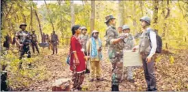  ??  ?? A still from Newton, which has been shot in the jungles of Chhattisga­rh