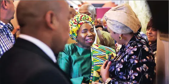  ?? Picture: DAVID RITCHIE ?? TAKING IT IN HER STRIDE: Nkosazana Dlamini Zuma was sworn in as an ANC MP behind closed doors in the Deputy Speaker’s office in the National Assembly yesterday. She said a few words to the media on her way out after the ceremony. Speculatio­n is...