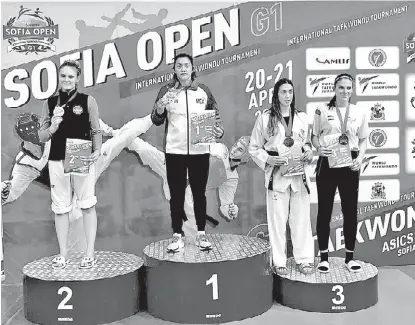  ?? ESPECIAL ?? María Espinoza en el podio del Sofia Open.