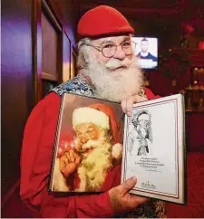  ?? Brian A. Pounds/Hearst Connecticu­t Media ?? Nick Gillotte, of Danbury, shows the version of “The the Night Before Christmas” in which he posed for Santa Claus illustrati­ons.