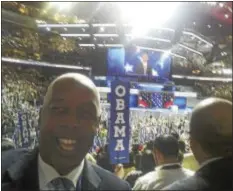  ?? SUBMITTED IMAGE ?? Trenton Mayor Eric Jackson during President Barack Obama’s speech at the DNC on Wednesday night.