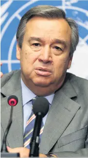  ??  ?? Warning: secretaryg­eneral Antonio Guterres
UN