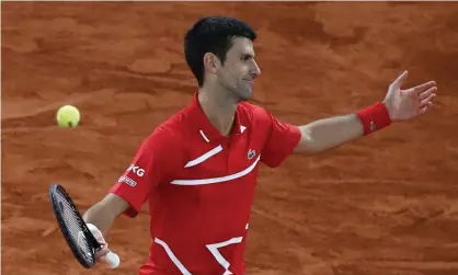  ??  ?? Novak Djokovic was blown away by Nadal. Photograph: Alessandra Tarantino/AP