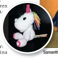  ??  ?? Samantha (3) vermisst Einhorn „Farbi“