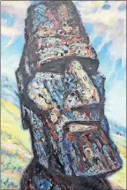  ??  ?? A painting that imagines Abraham Lincoln as a head on Easter Island