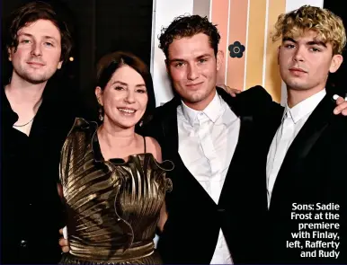  ?? ?? Sons: Sadie Frost at the premiere with Finlay, left, Rafferty and Rudy
